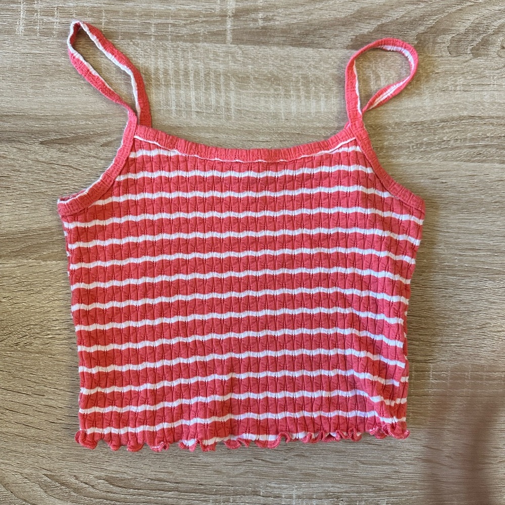 Pink stripped tank crop top